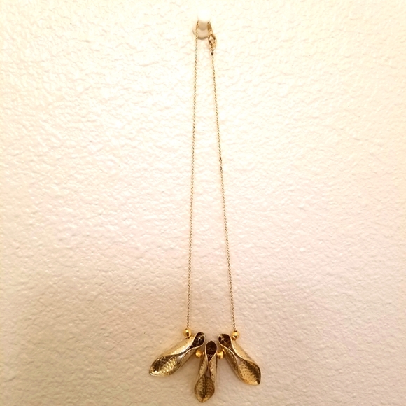 ✅3 Pearls Wrapped in Hammered Gold Leaves 15" Necklace Michael Michaud Hand Craf - Picture 3 of 12